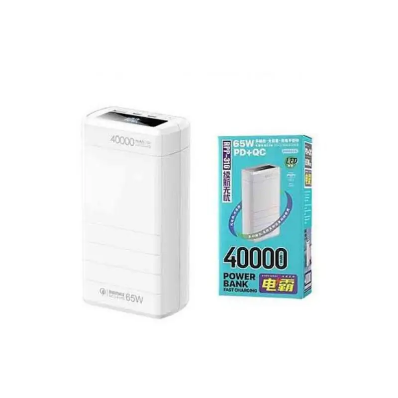 Remax RPP-310 Dinba Series 40000mAh 65W Power Bank with LED Display and USB-C Output Remax RPP-310 Dinba Series 40000mAh 65W Power Bank with LED Display and USB-C Output