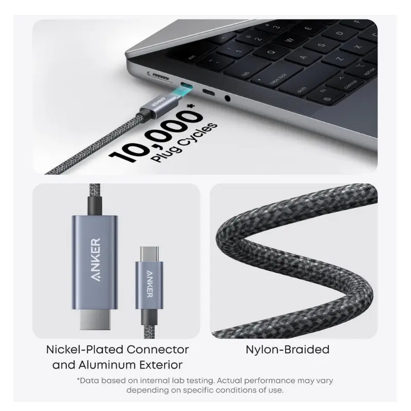 Anker Nano USB-C to HDMI Cable 6 ft Braided 4K 60Hz Ultra HD Connectors