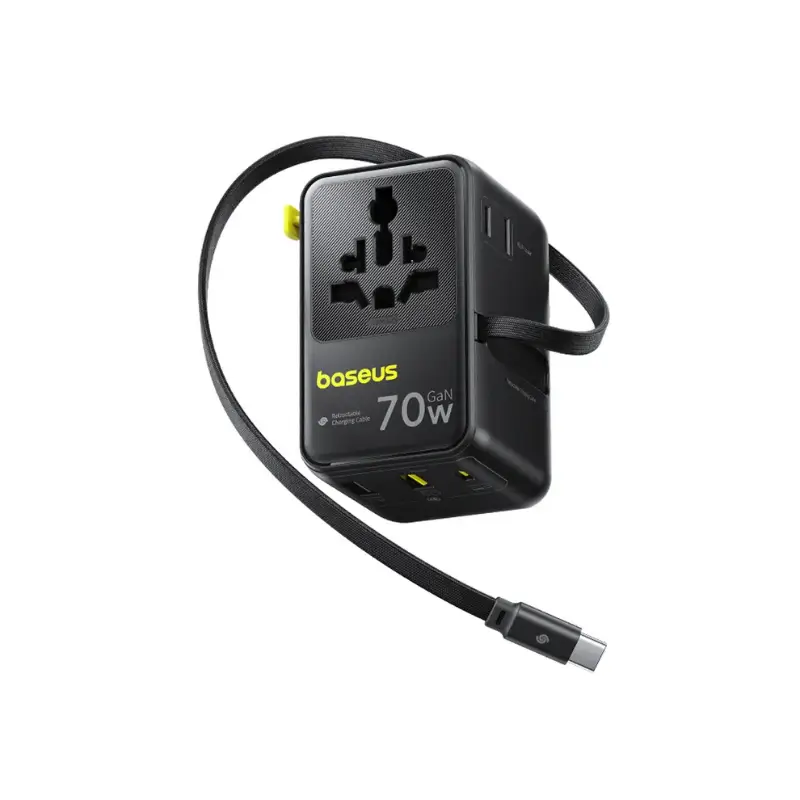 Baseus EnerCore CG11 6-in-1 Universal Travel Adapter with 70W GaN Charging