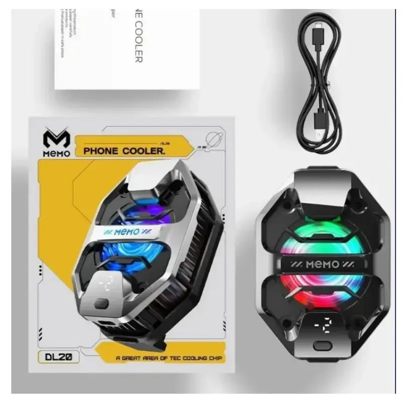 MEMO DL20 RGB Mobile Cooling Fan with 27W Semiconductor Chip and -12°C Cooling
