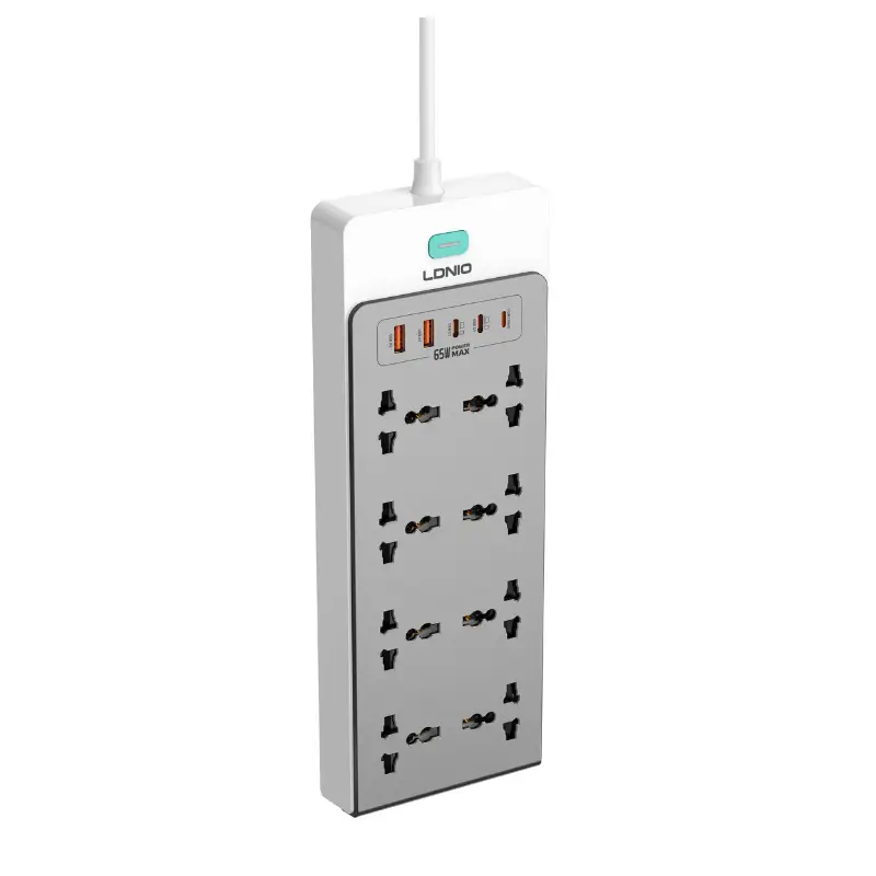 LDNIO SC4 13-in-1 GaN Power Strip 65W Charging Station with 8 AC Outlets