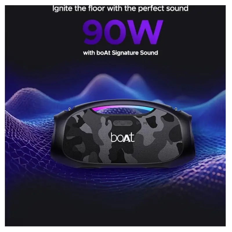 boAt Stone 1800 90W Bluetooth Speaker with RGB Lights and IPX6 Rating