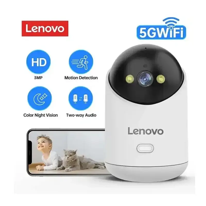Lenovo C35 3MP Pan & Tilt WiFi Security Camera with AI Motion Tracking