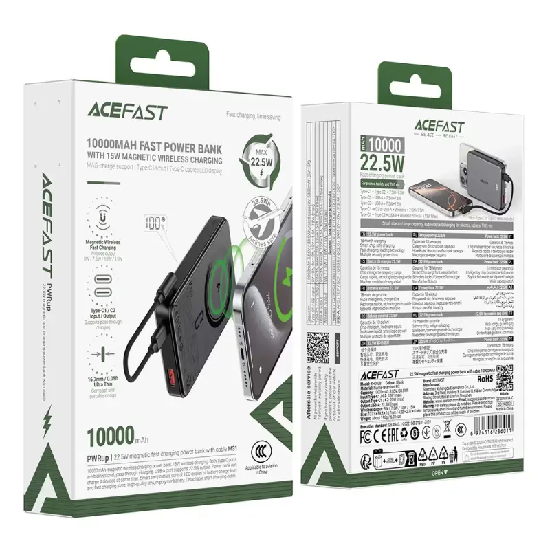 Acefast M31 Magnetic Wireless Power Bank 10000mAh