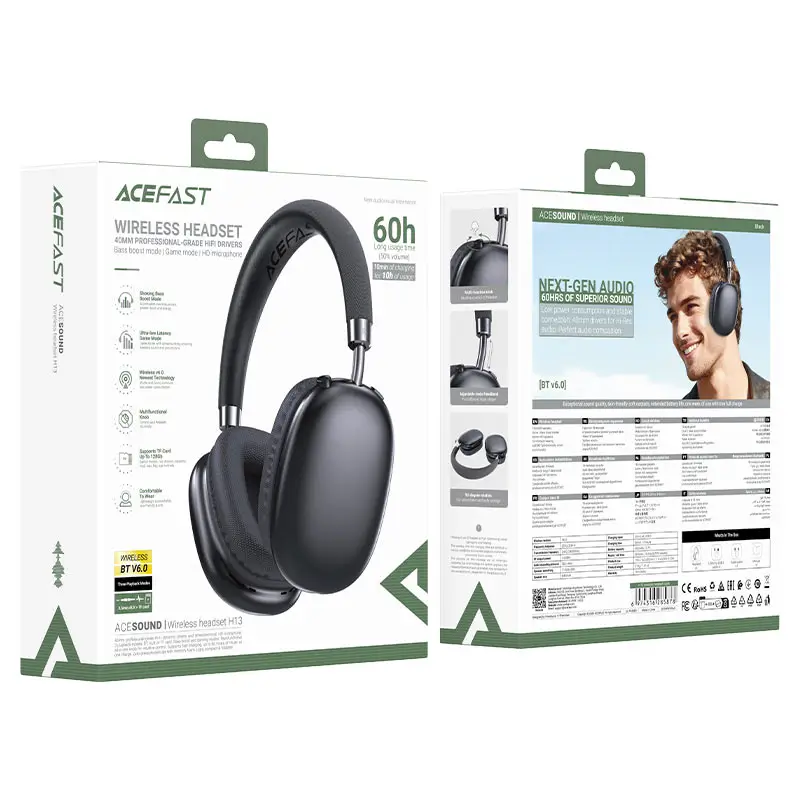 ACEFAST H13 Wireless Bluetooth 6.0 Headset with 40mm Hi-Fi Drivers