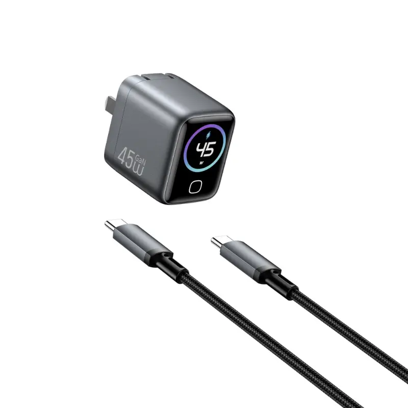 WiWU Voyager CHG500 45W PD/QC GaN Charger Combo with Real-Time Display WiWU Voyager CHG500 45W PD/QC GaN Charger Combo with Real-Time Display