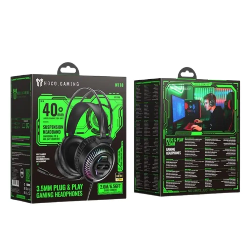 HOCO W118 RGB Gaming Headphone with 50mm Bass Drivers