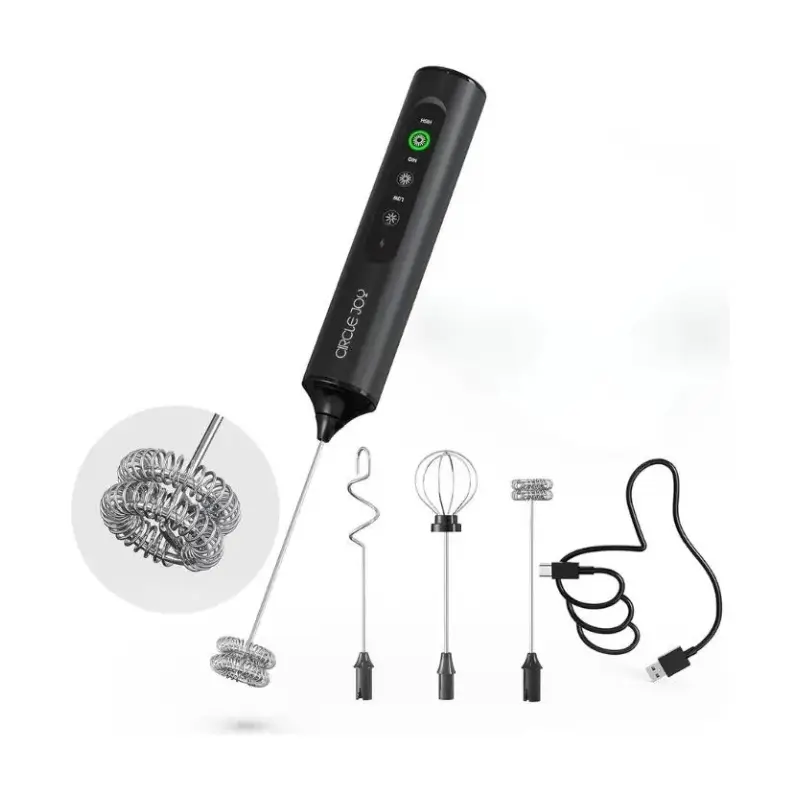 Circle Joy Rechargeable Milk Frother Wand – 13,000 RPM Motor, Steel Whisk Circle Joy Rechargeable Milk Frother Wand – 13,000 RPM Motor, Steel Whisk