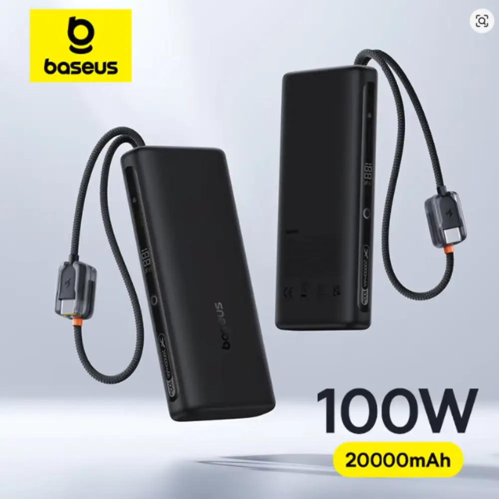 Baseus FC41 100W 20000mAh Power Bank with Built-In Dual USB-C Cables