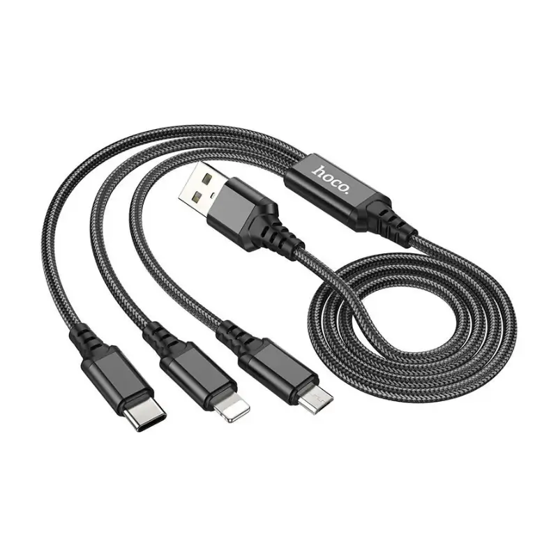Hoco X76 3-in-1 Super Charging Cable with Nylon Braid