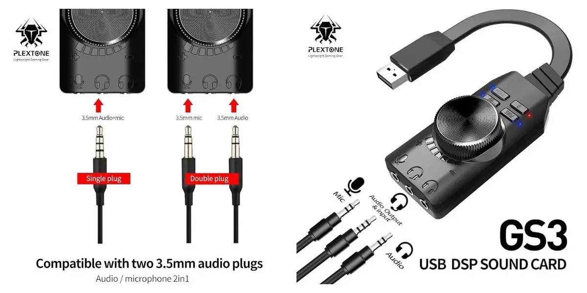 Plextone GS3 Mark II USB DSP Sound Card With 7.1 Surround