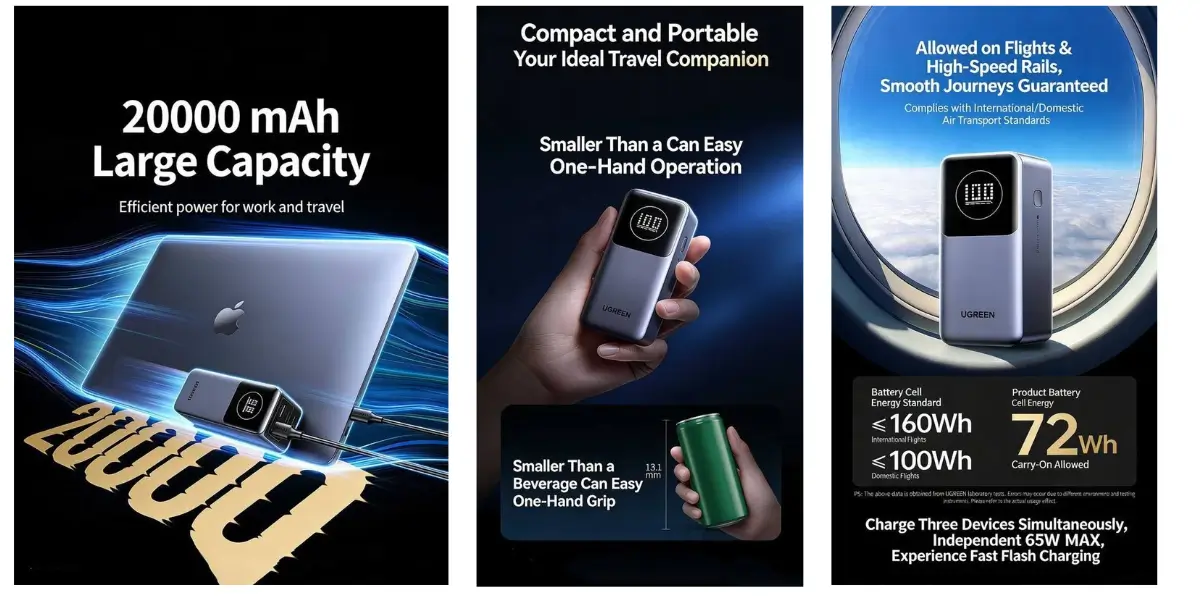 UGREEN PB725 100W Power Bank with Digital Display UGREEN PB725 100W Power Bank with Digital Display