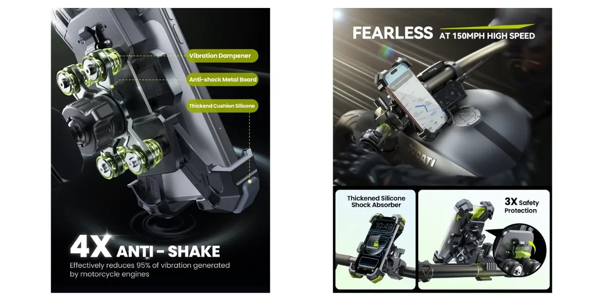 Joyroom JR-ZS598 Anti-Vibration Motorcycle Phone Mount - image 2