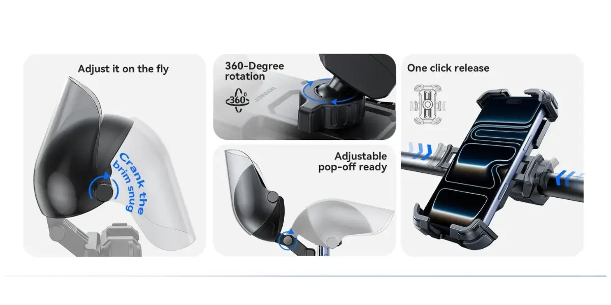 JOYROOM JR-ZS526 Motorcycle Phone Mount with Sunshade