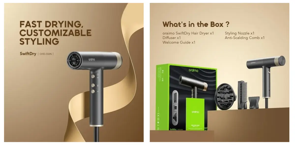 Oraimo OHD-550N High-Speed Hair Dryer with Ion Technology Oraimo OHD-550N High-Speed Hair Dryer with Ion Technology
