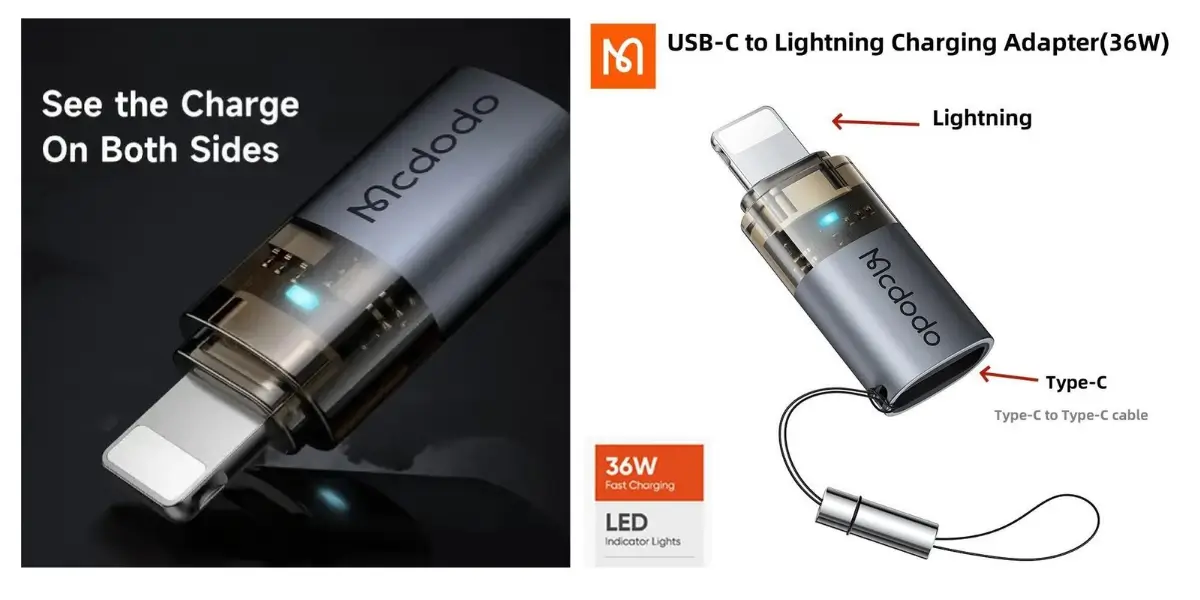 Mcdodo OT-763 36W PD Type-C To Lightning Fast Charging Adapter