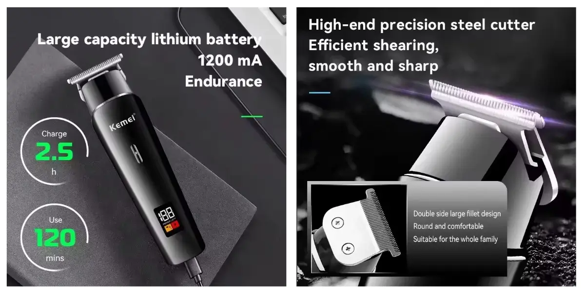 Kemei KM-1113 Rotary Hair Trimmer Machine with LED Display