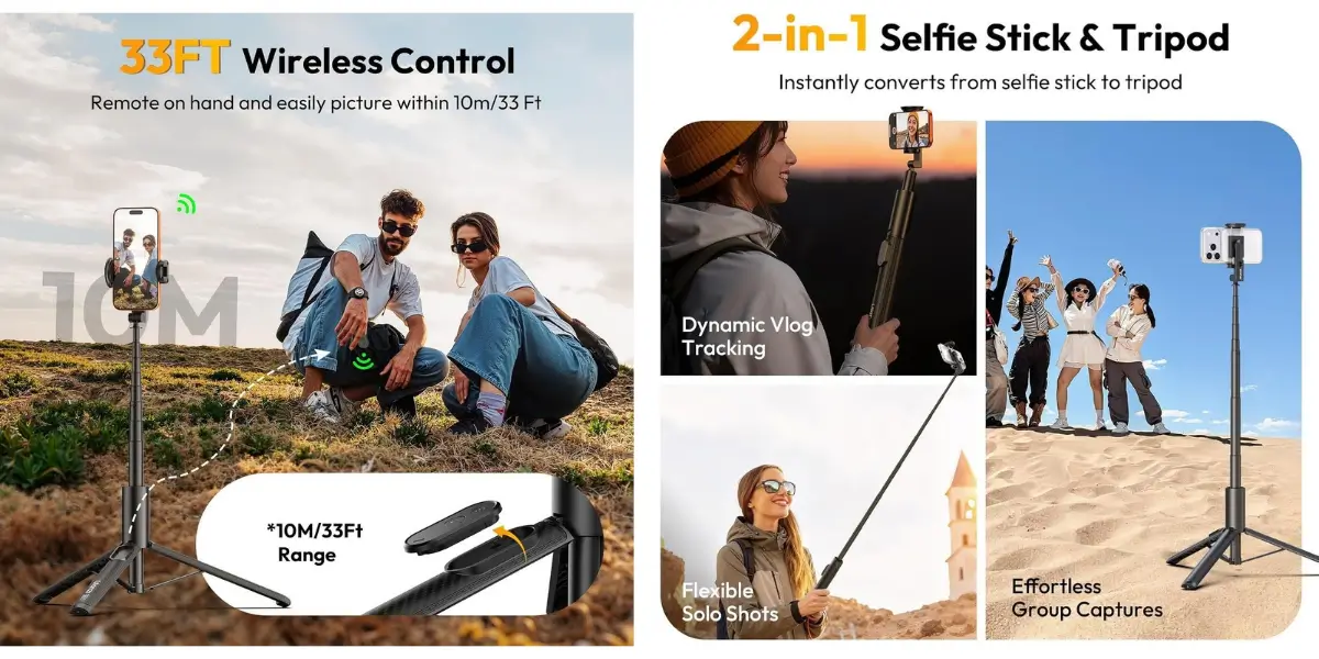 Ulanzi SK27 Portable Selfie Stick Tripod with Wireless Remote Ulanzi SK27 Portable Selfie Stick Tripod with Wireless Remote
