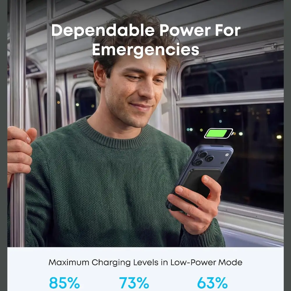 Anker Nano A1115 attached magnetically to iPhone
