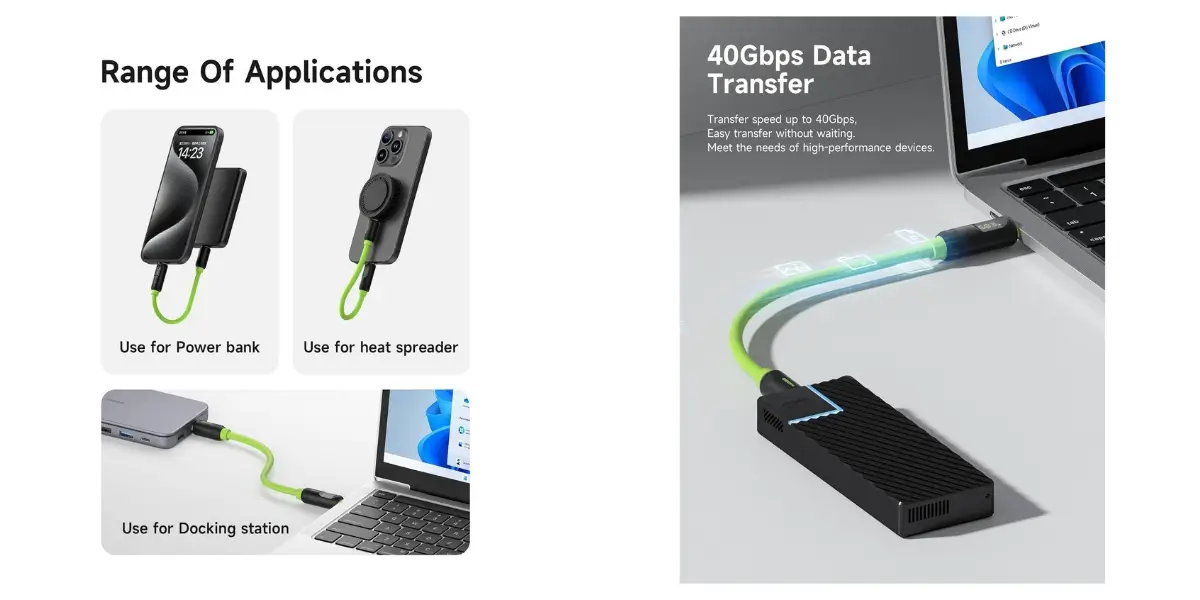Hagibis USB4 240W Fast Charging Cable with 8K Display