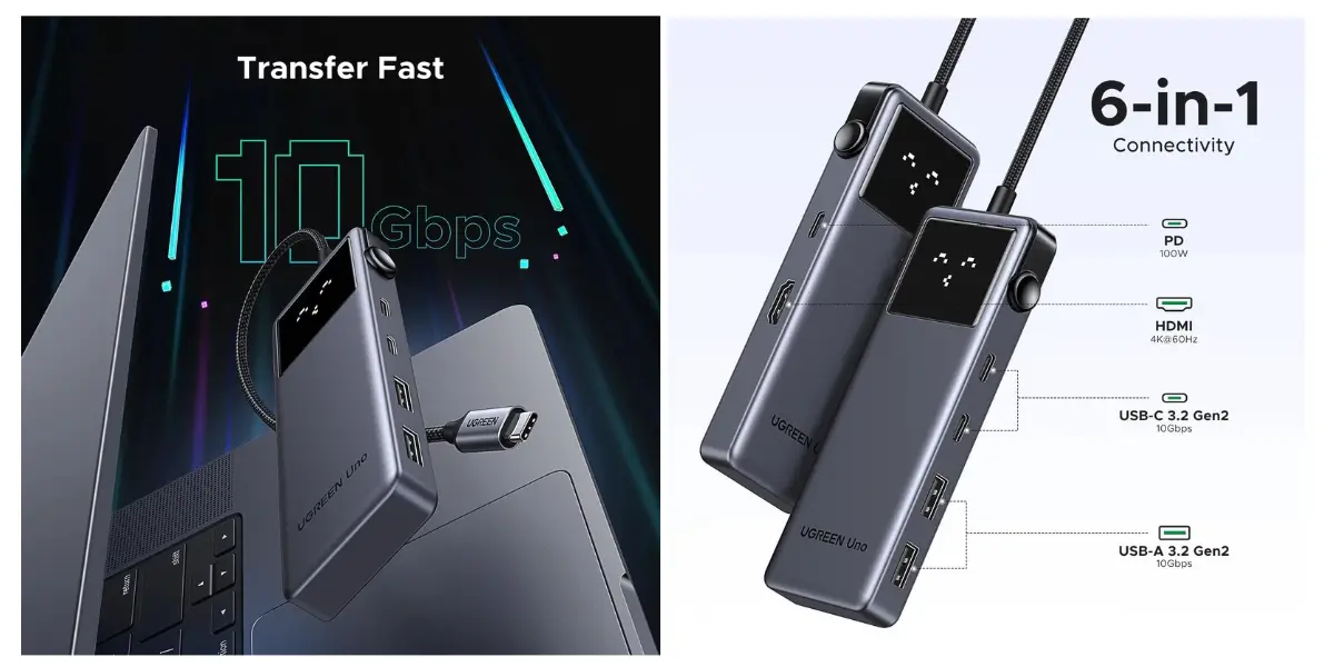UGREEN Uno 6-in-1 USB-C Hub with 100W PD Fast Charging