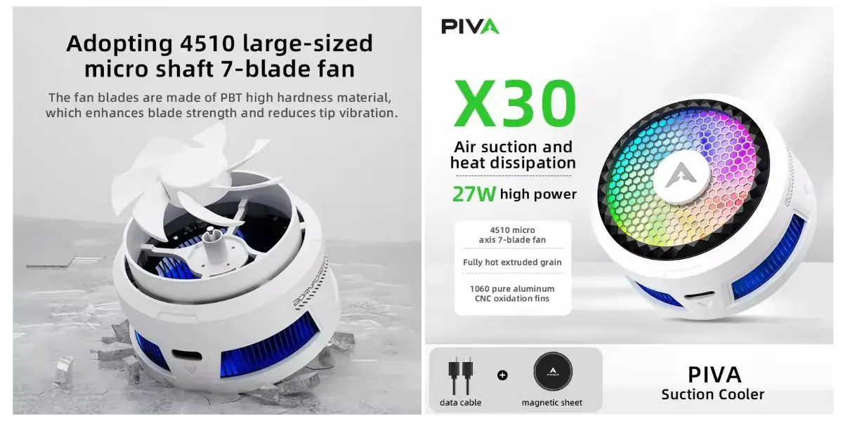PIVA X30 Magnetic Phone Cooling Fan with RGB Light