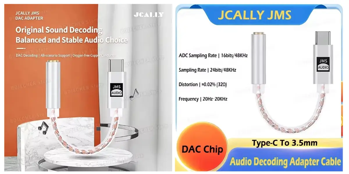 JCALLY JMS Type-C to 3.5mm DAC Audio Adapter Cable - image 2