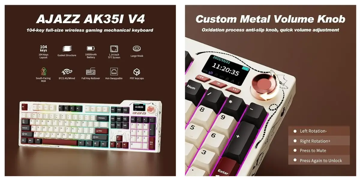 Ajazz AK35i V4 Wireless Mechanical Keyboard with Knob - image 2