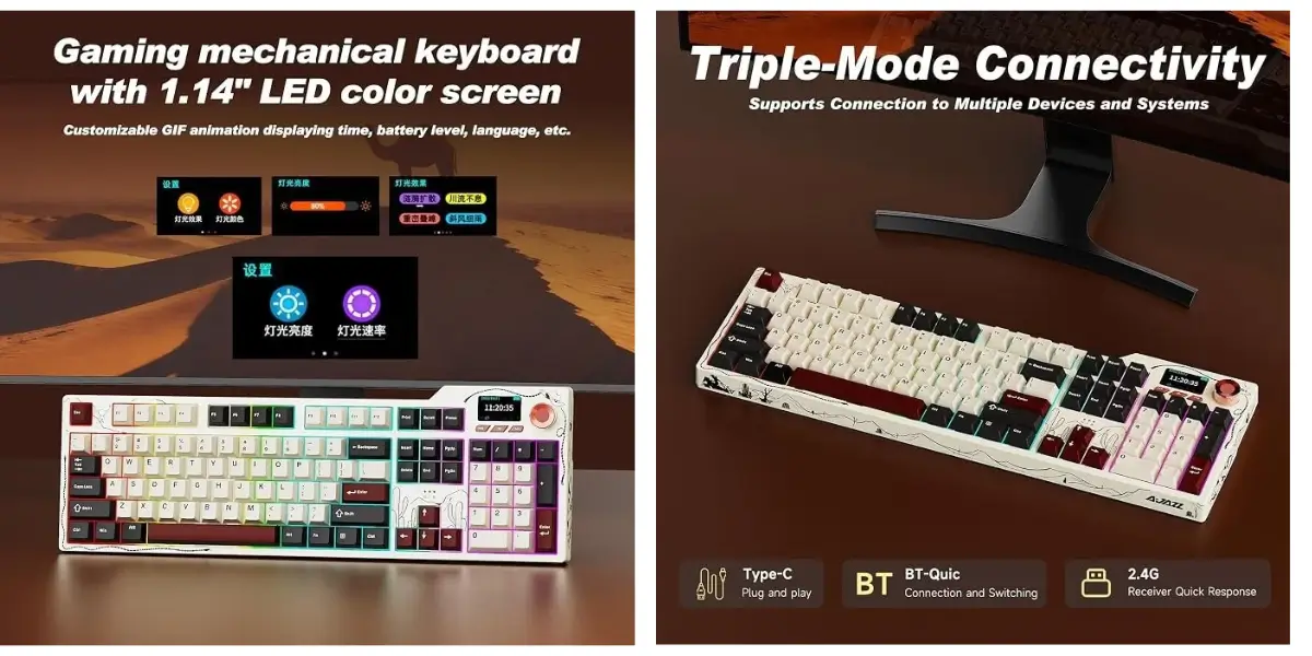 Ajazz AK35i V4 Wireless Mechanical Keyboard with Knob