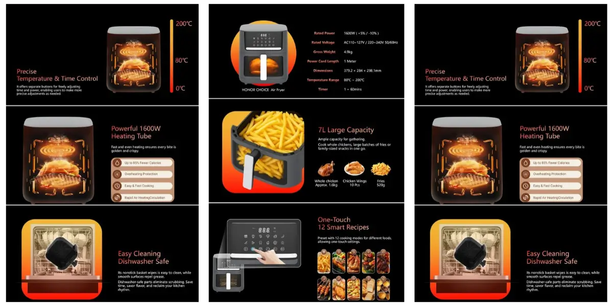 Honor Choice Kurrypop 7L Digital Air Fryer with Timer
