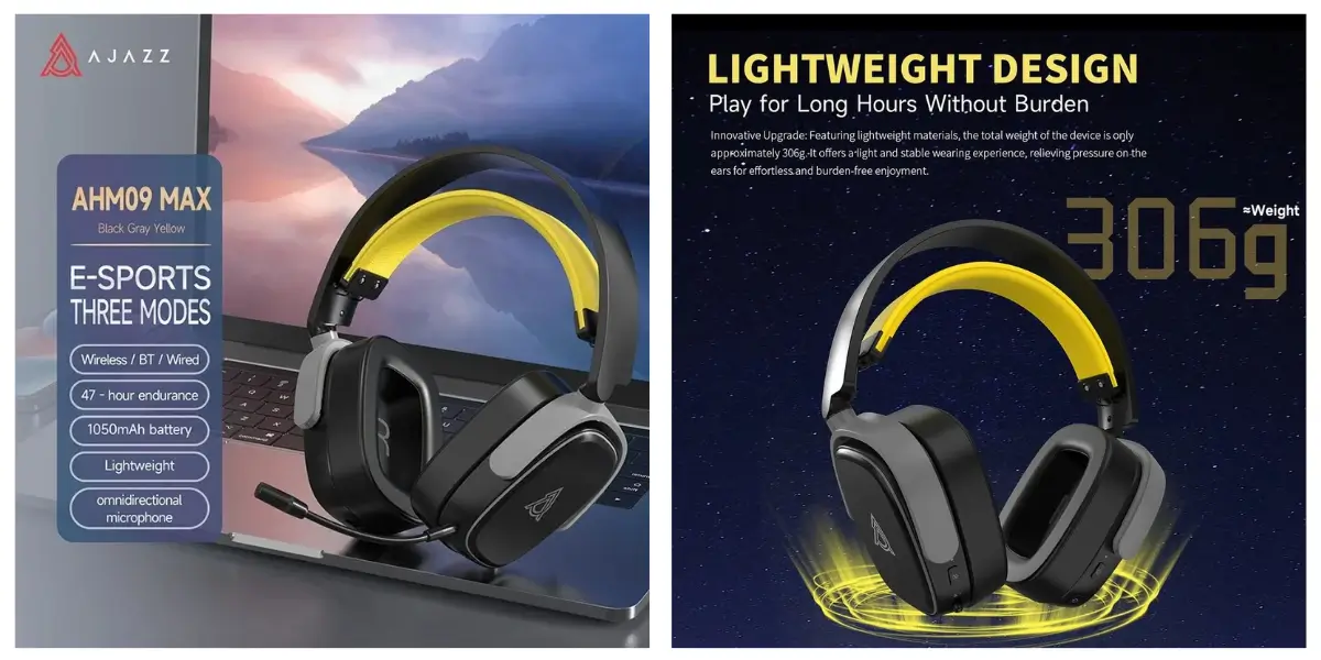 AJAZZ AHM09 MAX Tri-Mode Wireless Gaming Headphone - image 2