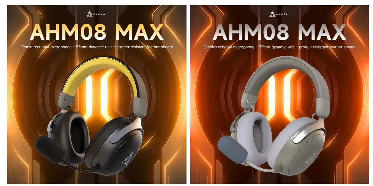 Ajazz AHM08 MAX Wireless Gaming Headphones with 53mm Drivers