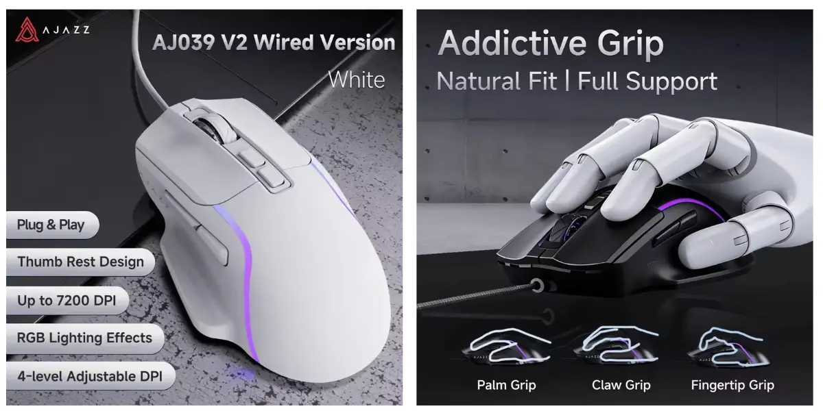AJAZZ AJ039 V2 Wired Gaming Mouse with 7200 DPI Sensor - image 2