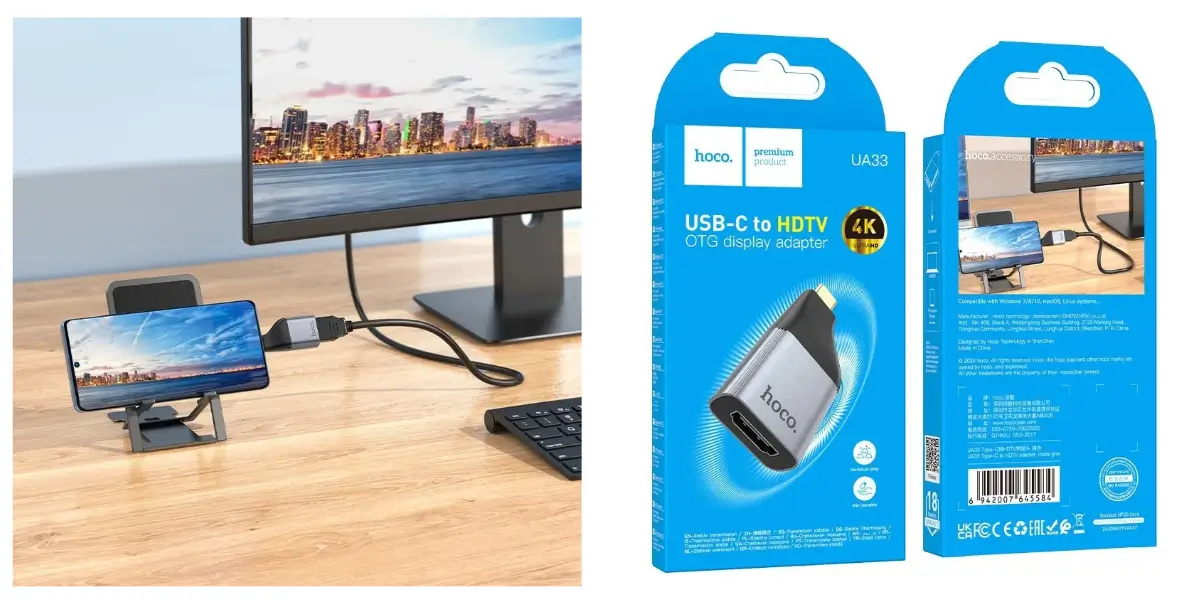 Hoco UA33 Type-C to HDTV Adapter, 4K 30Hz