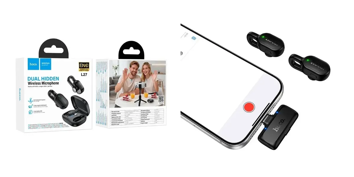 HOCO L27 Type‑C Wireless Lavalier Microphone with ENC Noise Cancellation