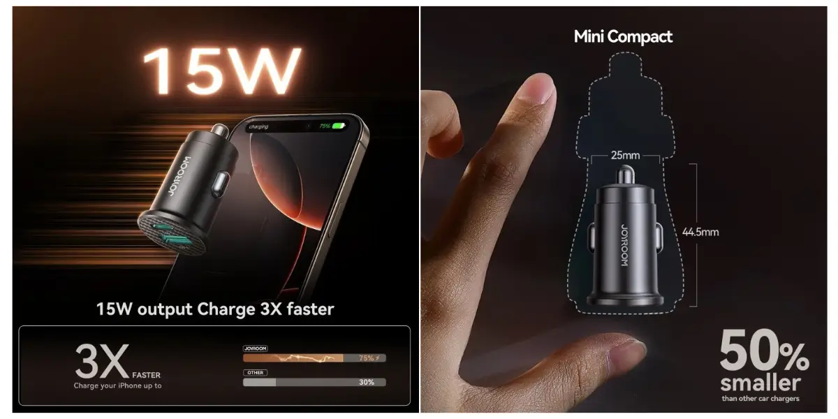 JOYROOM JR-CCN16 15W Mini Car Charger with Dual USB Ports - image 2