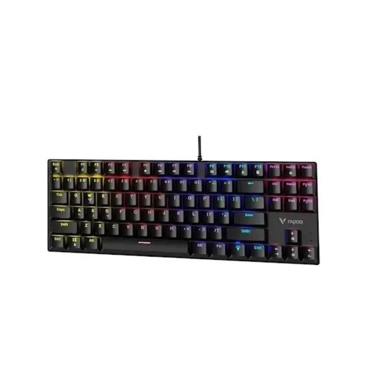 Close-up of RGB backlit keys on Rapoo GK500-87 keyboard