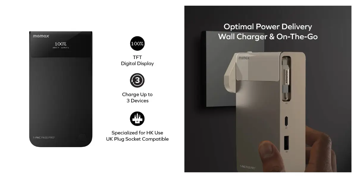 Momax 1-Pac Pass Mini+ 10000mAh Power Bank with 45W PD