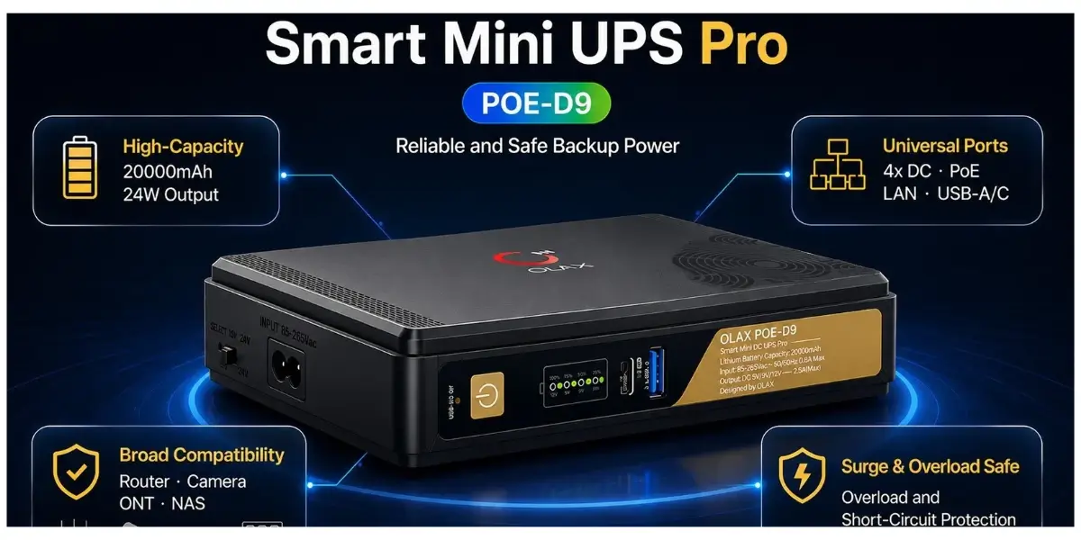 OLAX POE-D9 Pro Mini DC UPS for WiFi Router