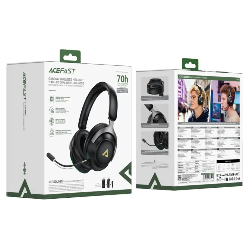 ACEFAST H20 gaming wireless headset front view ACEFAST H20 gaming wireless headset front view