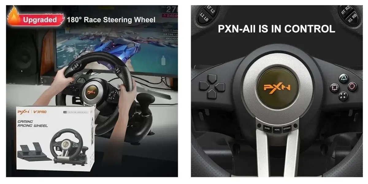 PXN V3 Pro Racing Wheel with Pedals and 180° Steering