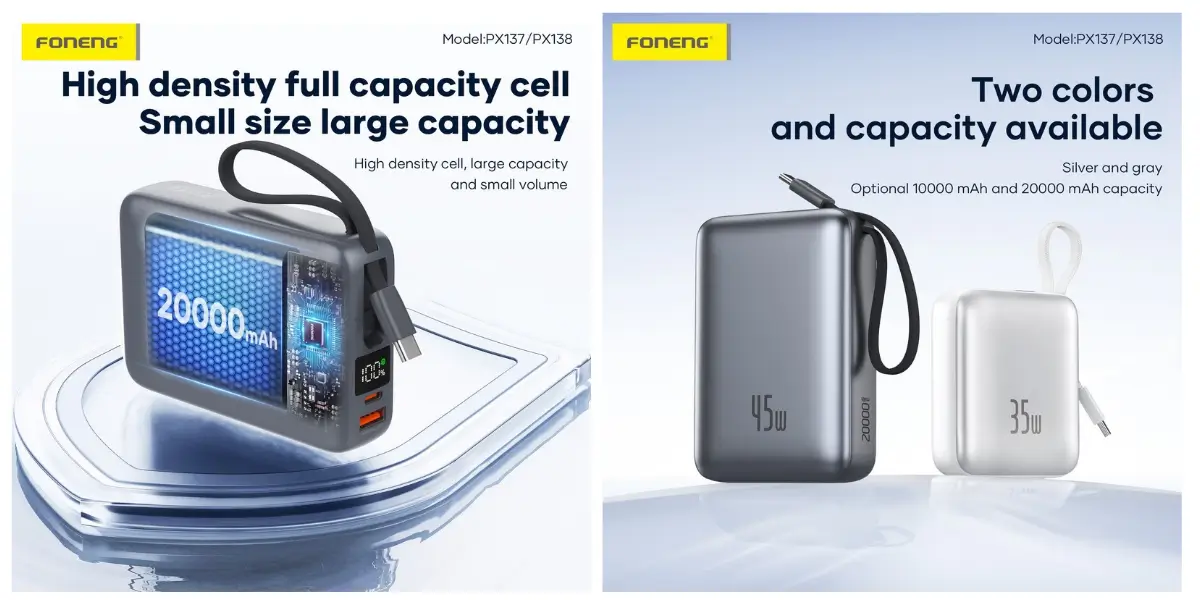 Foneng PX137 10000mAh 35W Fast Charging Power Bank - image 2