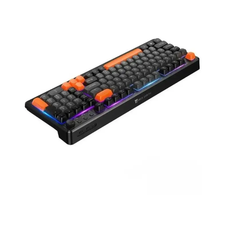 Close-up of Hoco GM751 keyboard RGB rainbow backlighting effect