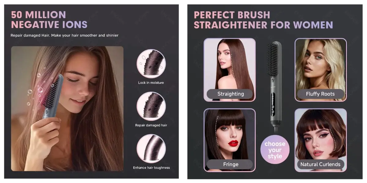 ENCHEN H2 2-in-1 Hair Straightener Brush with Fast 200°C Heating