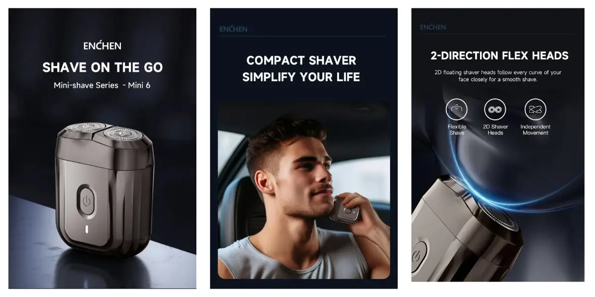 NCHEN Mini 6 Compact Electric Shaver with USB-C Fast Charging