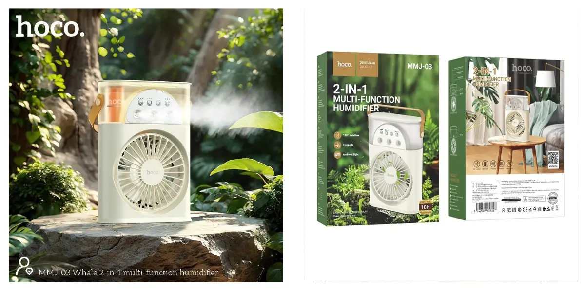 Hoco MMJ03 2-in-1 Humidifier Fan with 4000mAh Battery