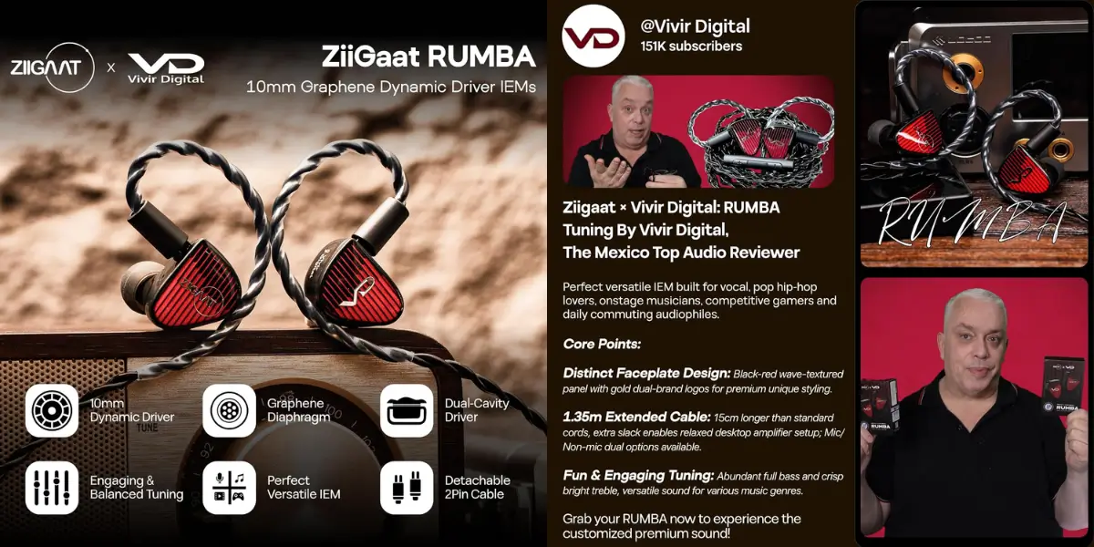 ZiiGaat Rumba 10mm Graphene Driver IEM Earphone
