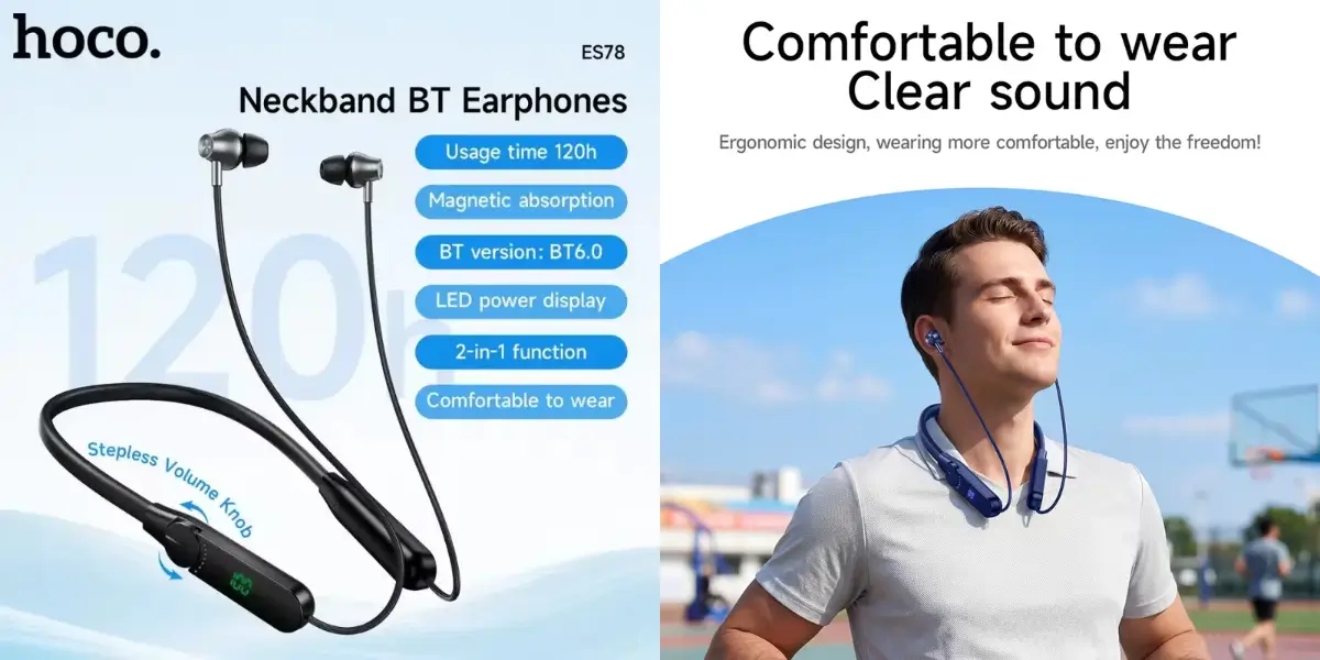 HOCO ES78 Naya Bluetooth 6.0 Neckband Earphones