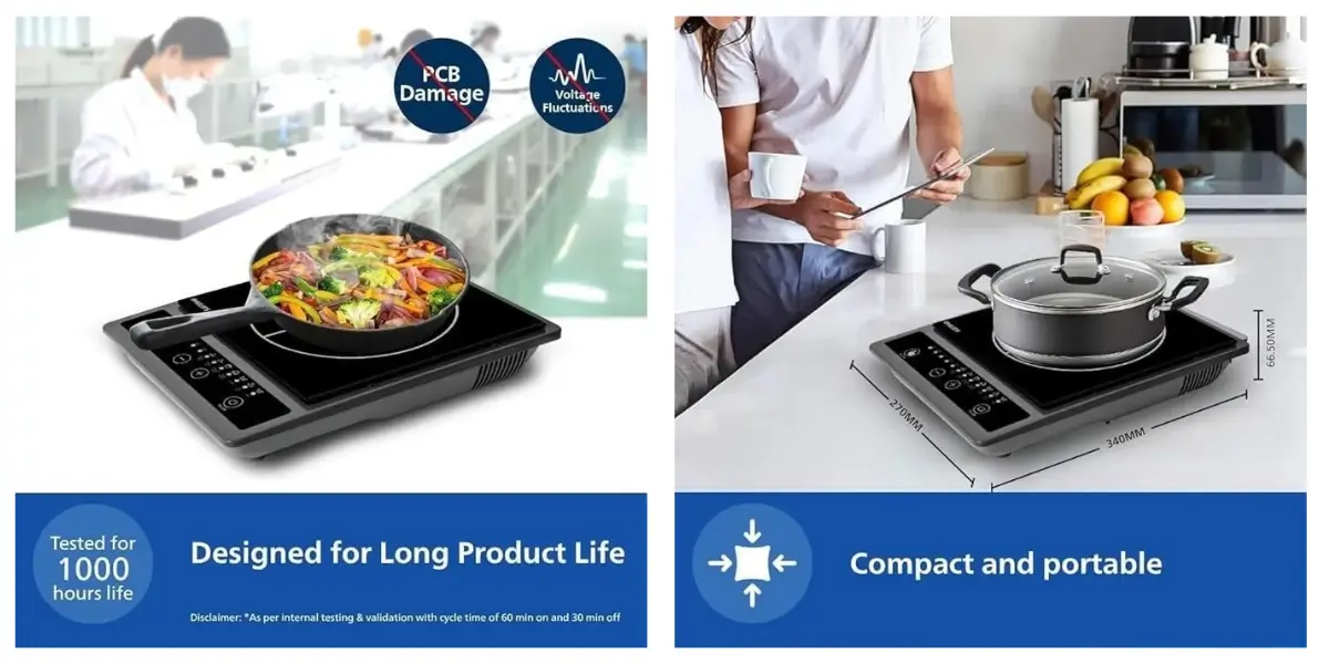 Philips HD4944/00 1500W Induction Cooktop for Fast Cooking