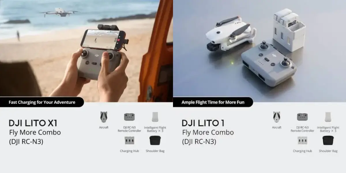 DJI Lito X1 Fly More Combo 4K Camera Drone with RC-N3